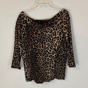 Jones New York Signature Leopard Animal Print Top Size Large